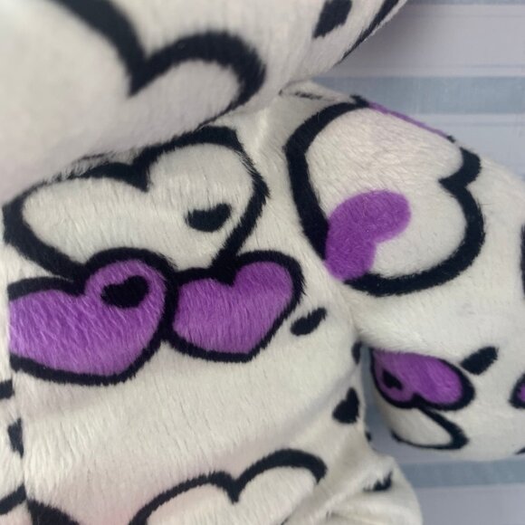 Kellytoy Heart Print Valentines Day Plush Purple Hearts Stuffed Animal Toy - Picture 3 of 6